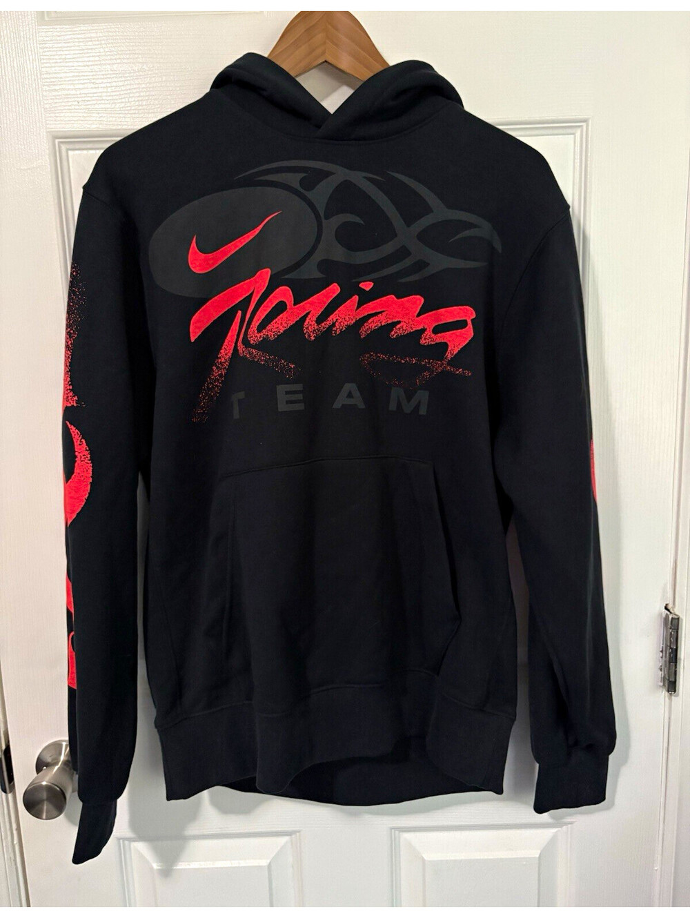 Nike Racing Team Men's M Black/Red Graphic Print Logo Pullover Hooded Hoodie